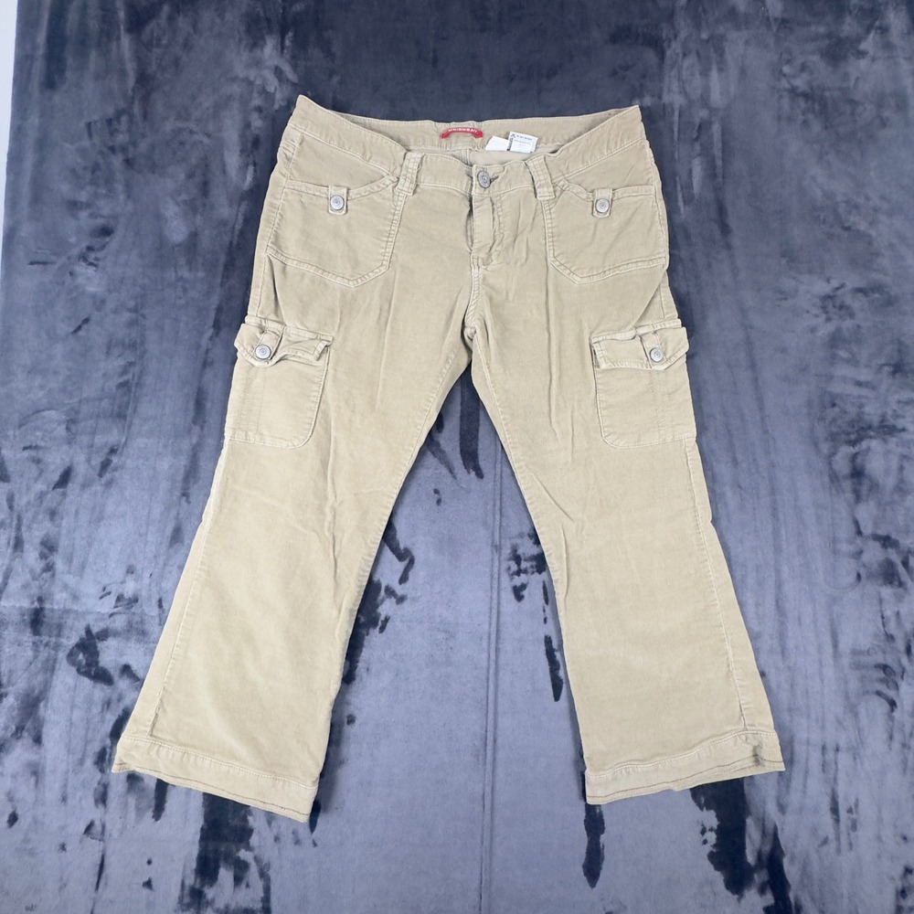 Unionbay Cargo Pants Womens 13 Tan Corduroy Stretch Wide Leg Utility 4860